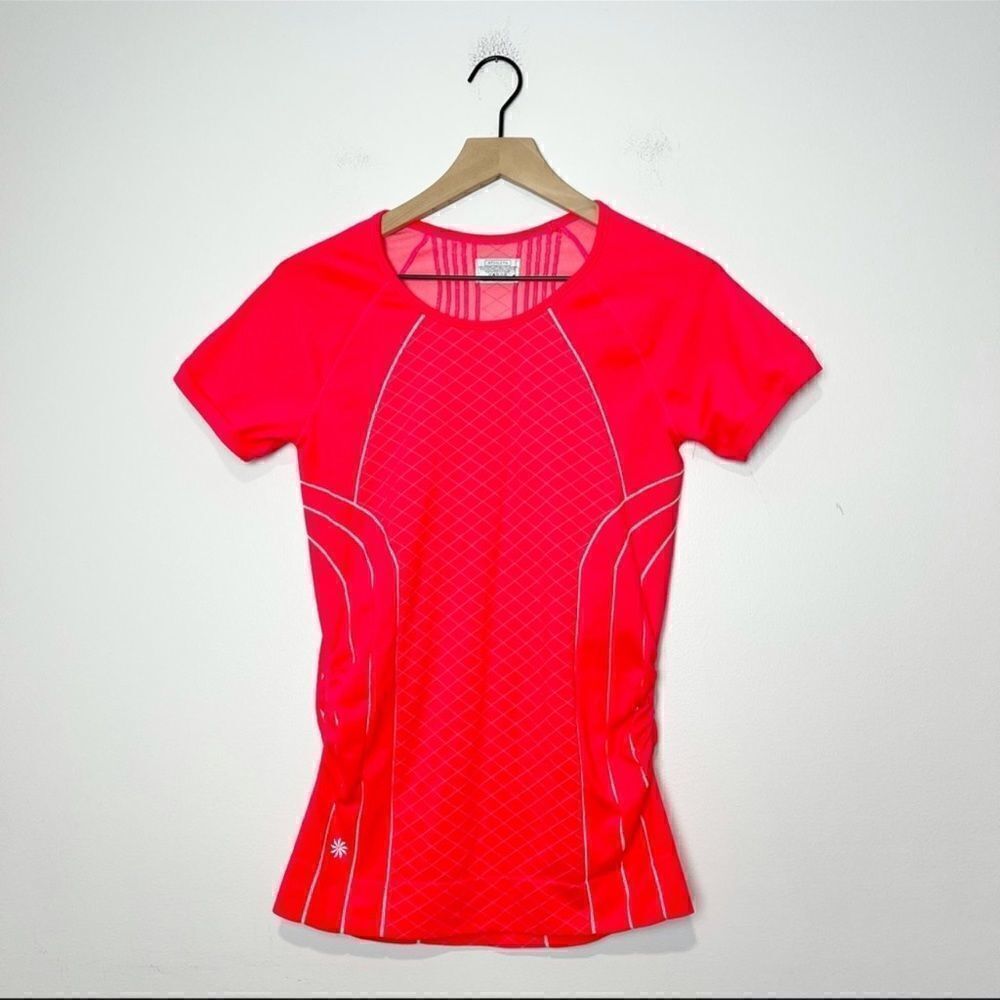 Athleta Finish Fast Line Tee Red It Neon S - Picture 2 of 6